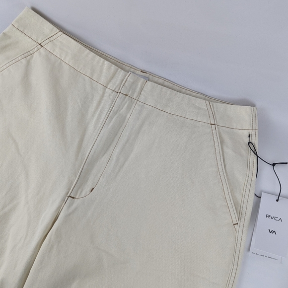 RVCA Back Bay Pant Relaxed Wide Leg Chino Utility 100% Cotton Latte 31 NWT - Picture 8 of 16